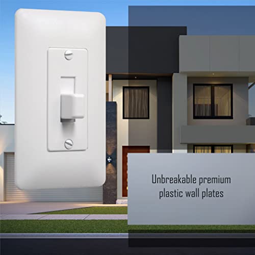 Image of TayMac 1-Gang Mid-Size Toggle Switch Wall Plate, Paintable, White