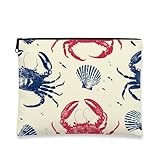 Bolsa de Maquillaje náutica, Neceser Vintage de Viaje con diseño de Cangrejo para Mujer, Organizador portátil de Lona con Cremallera, Neceser de Playa de 18 x 23 cm.