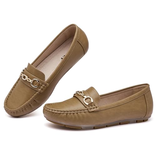 Image of Women's Business Loafers Work Casual Flats Shoes Lightweight Penny PU Leather Slip On Walking Shoes