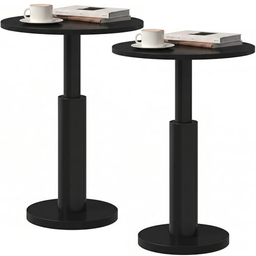 LAATOOREE Round Side Tables Set of 2, Pedestal Drink Table,