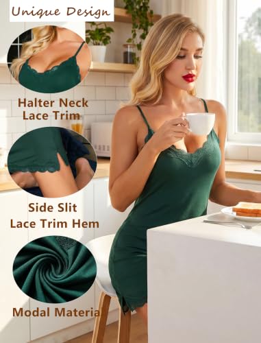 Image of Avidlove Womens Nightgown Sexy Lace Sleepwear V Neck Full Slip Chemise Lingerie Cotton Night Gowns Babydoll Sleepshirt