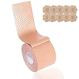 👗【FACIL DE USAR】 El tamaño del sujetador adhesivo invisible es de 5 mx 5 cm, ¡puedes cortar libremente la longitud y la forma que necesites! La cinta de levantamiento de senos levanta y sostiene sus senos en aproximadamente 5 minutos, usándolos como un sostén normal.