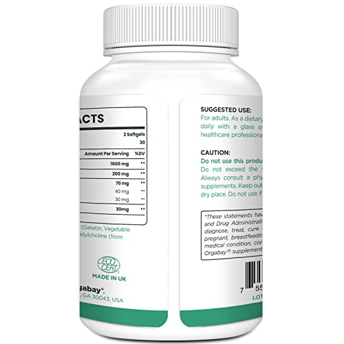 Orgabay Liposomal Quercetin Phytosome 1600 mg,Bromelain 200mg,Zinc 30mg,Vitamin C Turmeric 40 mg,Highest Absorption,Quercetin Complex, 120 Softgels