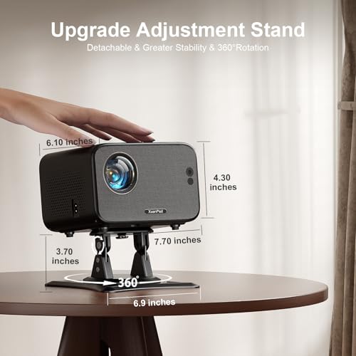 Image of 【Lig Black Projector & Built-in Apps】 XuanPad Mini Projector with Wi-Fi and Bluetooth, Full HD 1080P Smart Portable Projector with 210 Stand, Auto Vertical Keystone, Compatible with HDMI /USB /TV Stick