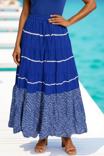 Image of Premium Long Skirt | Stylish Long Crushed Cotton & Unique Prints | Floor Length Skirt for Women | Elastic Waist Premium Maxi Skirt - Comfortable Casual Wear