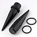 PiercingJ 14G-3/4 Pair air Acrylic Straight Ear Taper Plug Expander Stretching Gauge Kit Starter Black