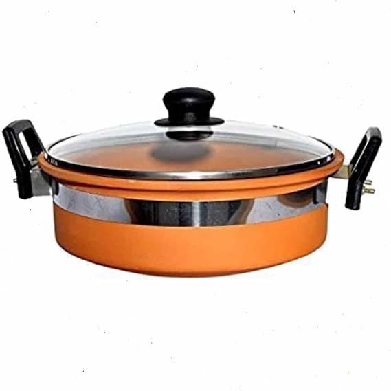 Buy VAGHBHATT Clay/Earthen Kadhai for Curry/Dal/Frying with Glass Lid Earthen Products are Good