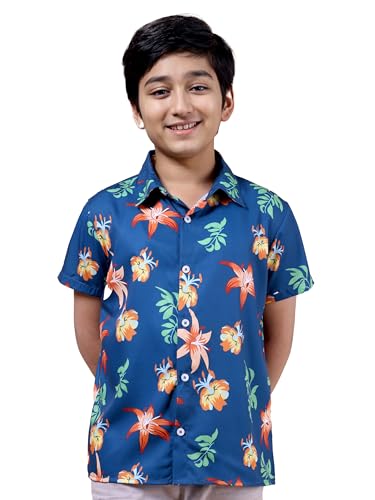 Image of Boys Printed Casual Shirt Short Sleeve Button Down Beach Shirt for Kids