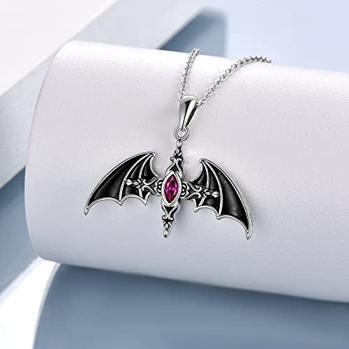 SHEAISRS Bat Necklace 925 Sterling Silver Celtic Cross Necklace Gothic Jewelry Gift for Women (Bat Necklace) - Image 3