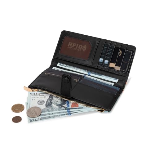 Image of Black Cat Wallet Women Bifold RFID Blocking Wallets with ID Window