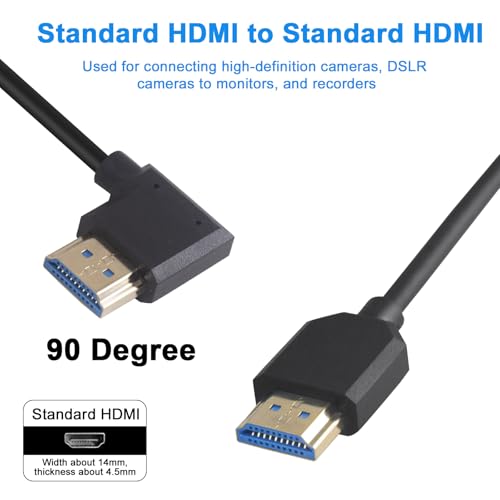 Danfetsoy 8K Angle droit HDMI Câble enrouleur 1Ft-4Ft, HDMI Câble en bobine mâle à mâle 48Gbps Support 8K@60Hz adapté aux ordinateurs, moniteurs, projecteurs (angle droit)