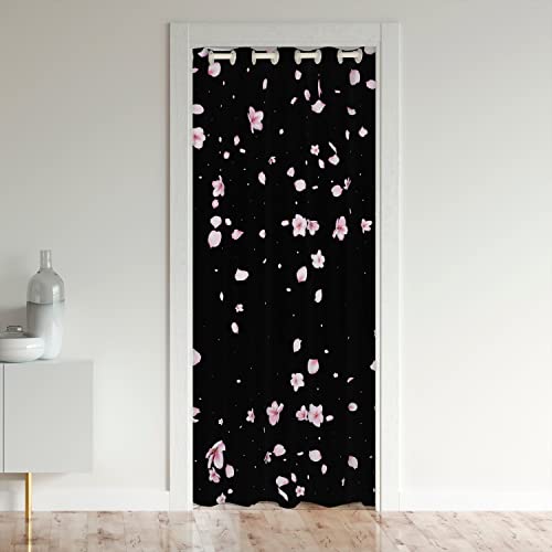 jejeloiu Cortina opaca con diseño de flores de cerezo, estilo japonés, romántica, para puerta, privacidad, color rosa, para armario, puerta, 107 x 203 cm, 1 panel
