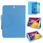 Slim Leather Case for Samsung Galaxy Tab A 9.7 Inch 2015 (SM-T550 T555 P550 P555), Multi-Angle Stand Full-Protective Tablet Cover Book Case with Stylus Pen,Screen Film (Sky Blue)
