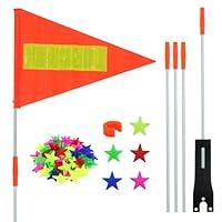 1 Stück Reflektierende Fahrradflagge,4 Ft Wimpel Reflektierend,Fahrrad Sicherheit Flaggen mit 5 Stück Stange,Fahrradfahne,Hohe Sichtbarkeit Fahrrad Fahne, mit 32 Stück Speichenperlen