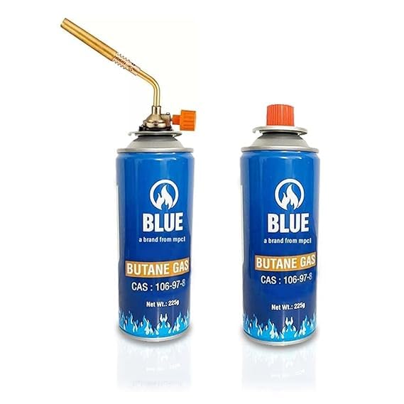Manual Ignition Blow Torch with Single LPG/Butane Nozzle & 2 Butane Canisters - Multipurpose for Brazing, Soldering, Cooking, and Camping"