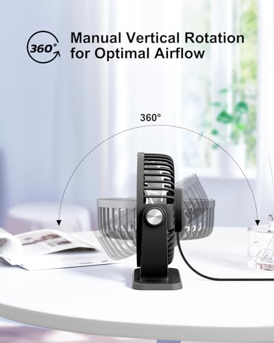 Tripole TF01 Small Desk Fan Usb Powered Portable Fan 3 Speeds Strong Airflow Mini Fan 360°Rotation Personal Fan 5.1 Inch Table Fan thumb #5