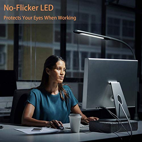 LED Desk Lamp with Clamp,Flexible Gooseneck Clamp Lamp,Dimmable,Touch Control 3 Color Modes,Eye-Care Table Light with Adjustable Arm,Architect Lamp for Home/ Office /Workbench/Reading Working
