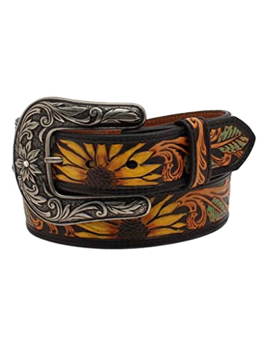 Nocona Women's Sunflower Tooled Western Belt Black Medium