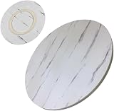 Wood Revolving Plate Large Lazy Susan 30in 20in 24in 36in 40in 50in, Kitchen Turntable 360° Swivel, Service Tray for Dining Table, Sturdy, Oversized, Easy to Clean (Color : White Marble, Size