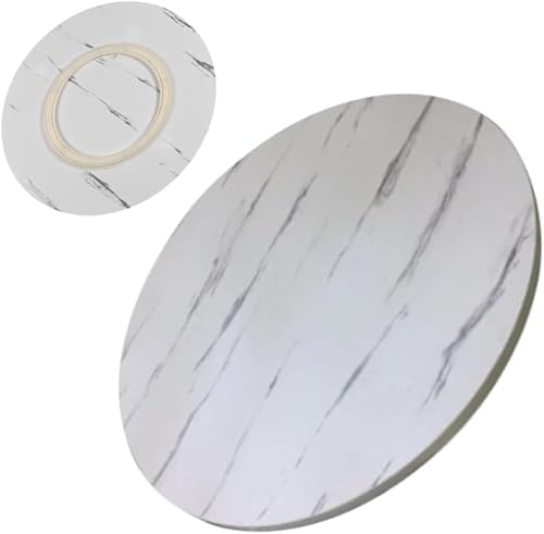 Wood Revolving Plate Large Lazy Susan 30in 20in 24in 36in 40in 50in, Kitchen Turntable 360° Swivel, Service Tray for Dining Table, Sturdy, Oversized, Easy to Clean (Color : White Marble, Size