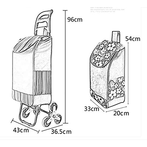 GJ-gwcd Zusammenklappbarer Einkaufskorb, tragbarer Einkaufskorb, leicht, Treppenkletterwagen, mit rollenden… – Bild 3