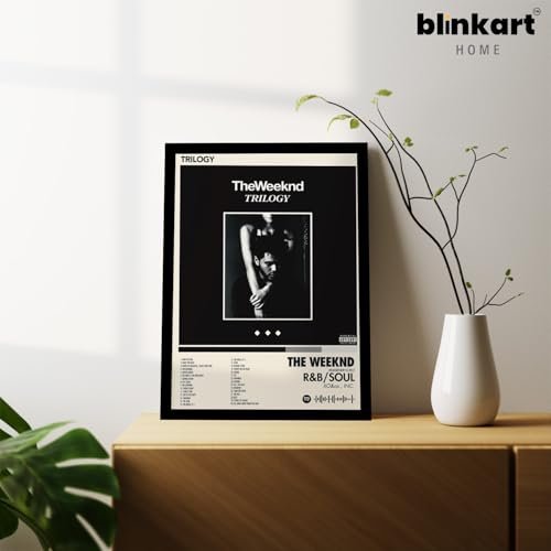 Image of BLINKART The Weekend- TRILOGY Wall Photo Frames | Wall Art for Bedroom, Living Room, Studio or Office | Album Cover Print with Spotify Song Link QR Code | Gift for Fans - 8x12 In