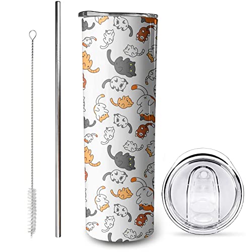 20Oz Cat Tumblers Double Wall Cat Travel Mug Tumbler With Lid And Straw Stainless Steel Cute Cartoon Cat Vacuum Insulated Tumblers Cups Mugs Cute Cat Cups Birthday Gifts For Women/Girls/Cat Lovers #TOP5