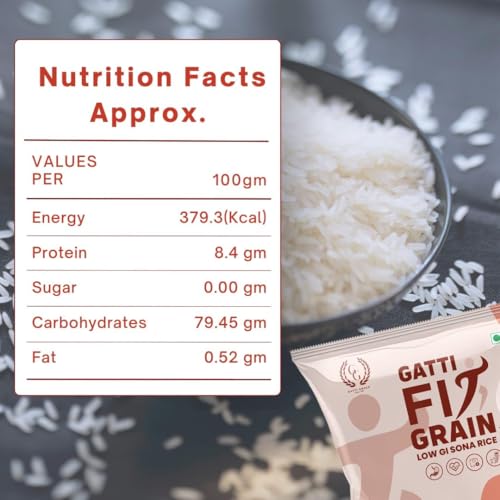 Image of Gatti Fit Grain: Low GI Sona Rice - 10 Kg | Diet & Diabetic Friendly | Ideal Choice for Diabetics & Weight Management for Health-conscious Individuals | Certified Low Sugar Rice | Clinically Certified