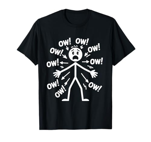 Figura Stick Man Dolor Expresión Humor Viejo Dolor Camiseta