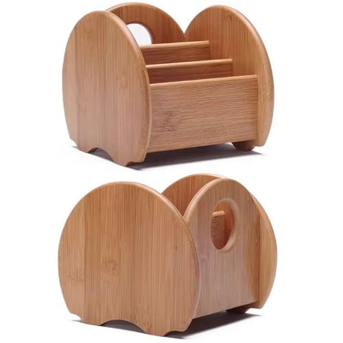 Support de télécommande en bambou pour salon, boîte de rangement bureau et table basse - 6