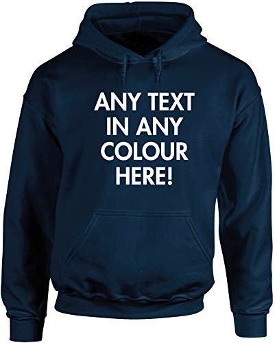 Image of Hippowarehouse Personalised unisex Hoodie hooded top (Specific size guide in description) Navy Blue