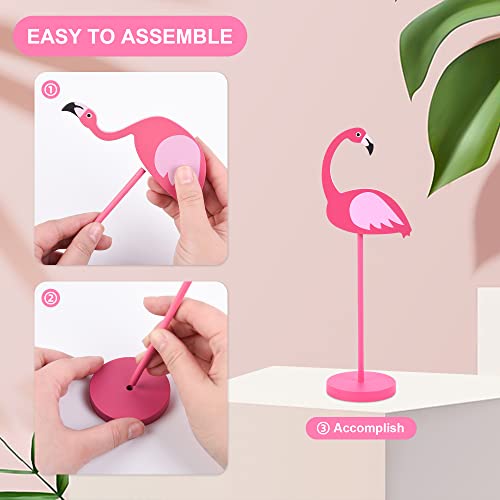4Pcs Flamingo Wood Tall Standing Block Set Summer Pink Flamingo Table Sign Tropical Bird Table Centerpieces Toppers For Home Office Desk Tier Tray Decor Party Supplies #TOP4