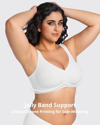 Image of Vinfact Womens V Lace Wireless Seamless Bras No Underwire Comfort Push Up Bras Supportive Full Coverage Bralettes T Shirt Bra