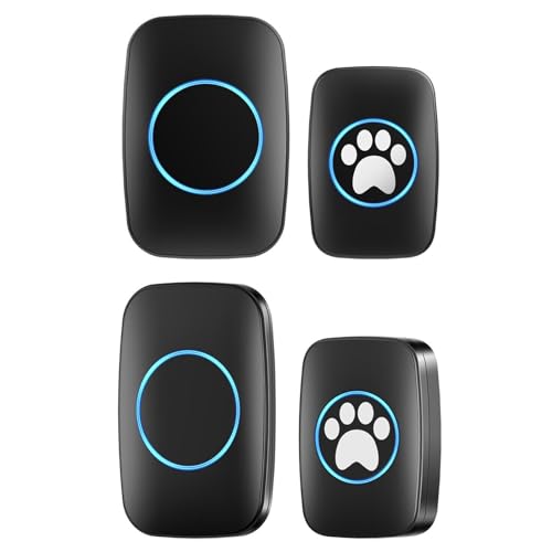 JISADER Campainha inteligente para cães com 60 opções de toque e luz LED, preto, Tamanho real