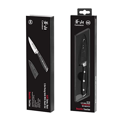 Cangshan Alps Series 502766 German Steel Forged 3.5-Inch Paring Knife With Sheath, Black #TOP7
