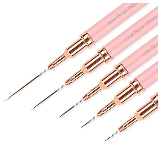 Sularpek 5 Stück Nagel Pinsel, Fineliner Pinsel Nägel, Nailart Pinsel Dünn, Malerei Kunst Design Pinselset für lange Linien, dünne Details, Feines Zeichnen(Rosa)