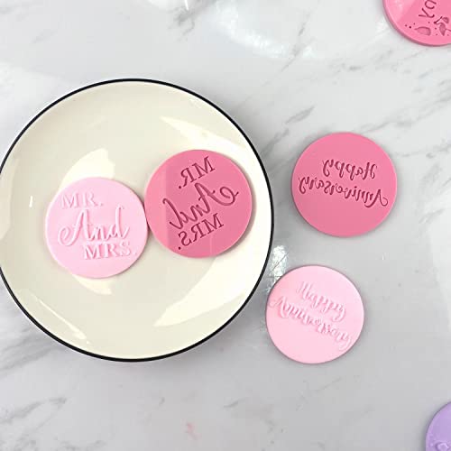 Crethinkaty Wedding Fondant Embosser "Mr. And Mrs." Shape 3D Design Cookie Stamp For Baking Cookies,Decorating Cake/Sugar Paste/Cupcake #TOP2