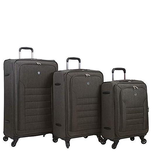 Dejuno Noir Lightweight 3-Piece Spinner Luggage Set with Laptop Pocket-Black, One Size