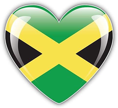 Imán Jamaica brillante corazón bandera flexible imán de vinilo impermeable coche parachoques adhesivo magnético 5"