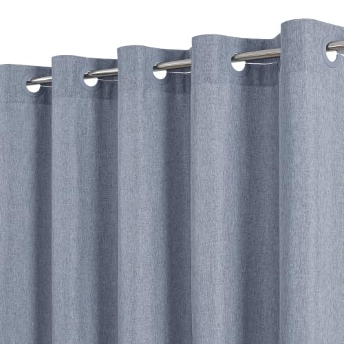 No Hooks Fabric Shower Curtain, Blue Grey