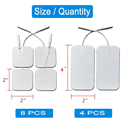 Tens Unit Replacement Pads - Compatible With Auvon And Tens 7000 Unit - Durable Self-Adhesive Electrodes Pads Combo 12 Pcs 2"X 2" And 2"X 4", Latex-Free For Lower Back And Multiple Pain Relief #TOP1