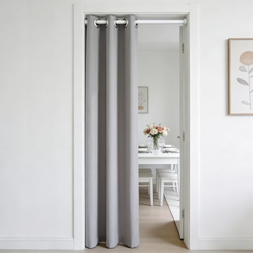 AiFish Grey Doorway Curtain Solid Blackout Curtains 78 Inch Thermal Insulated Door Curtain for Doorway Privacy Closet Curtains Room Divider Grommet Drape for Bay Window 1 Panel W39 x L78 Inch