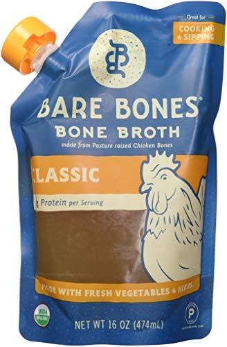 Organic Chicken Bone Broth by Bare Bones - Organic, Chicken Bone Broth, Protein-rich, 1 Pound (Pack of 6)