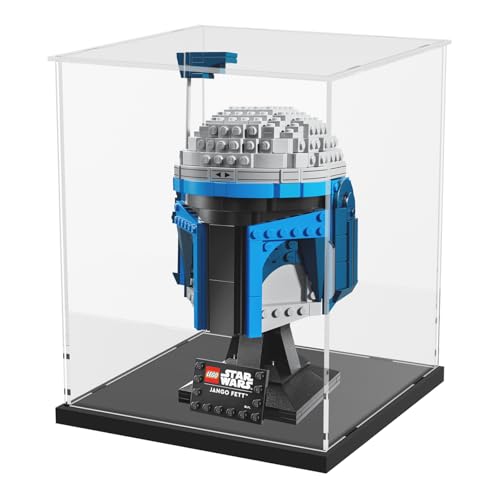 Image of Choowin Acrylic Display Case for Lego Star Wars Helmet Mandalorian Helmet for Lego R2D2, Thickened Clear Acrylic Display Cases for Collectibles, Assemble Dustproof Display Box with Door, Black