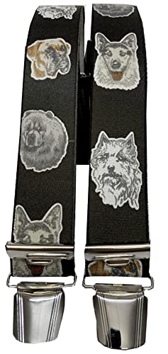 Generisch ST-044 Dog Braces Austria Vienna Vienna in Dog Design 35 mm Wide in H-Shape with 4 Extra Strong Clips Black, black