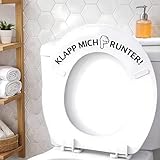 Klapp Mich Runter Aufkleber Toilettendeckel – Lustiger Hinweis fürs Badezimmer – Perfekt gegen Vergessene Klobrillen – Einfach Anzubringen, Wasserfest, Vinyl, Schwarz, 27x10cm, 2 Stück