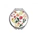 Flowers Leaves Drawing Watercolor Hand Compact Mirror Round Portable Pocket Glass