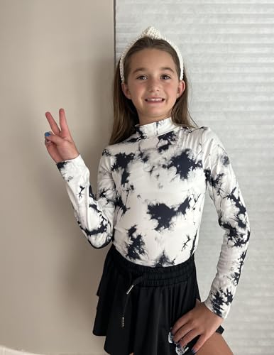 Image of Arshiner Girls Long Sleeve Mock Turtleneck Shirts Slim Fit Base Layer Top
