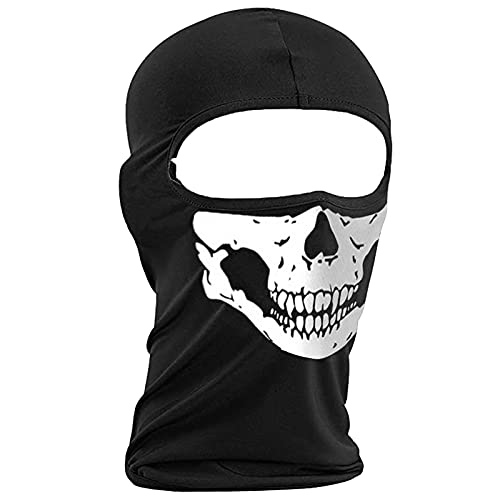 YNR Unisex Outdoor Motorcycle Bike Ski Face Face Cover Balaclava Mask Neck Warmer UK (Black Skeleton)
