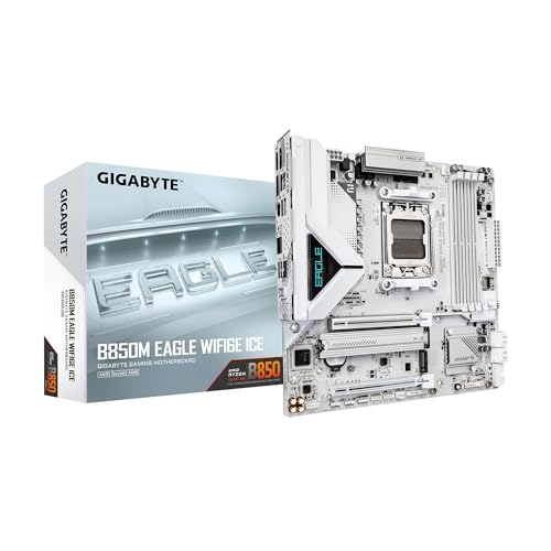 GIGABYTE Placa-mãe B850M Eagle WIFI6E ICE AMD AM5, M-ATX, DDR5, 2X M.2, PCIe 5.0, USB-C, USB 3.2 Gen 2, WIFI6E, LAN 2.5GbE, EZ-Latch, Wi-Fi EZ-Plug GIGABYTE Placa-mãe B850M Eagle WIFI6E ICE AMD AM5, M-ATX, DDR5, 2X M.2, PCIe 5.0, USB-C, USB 3.2 Gen 2, WIFI6E, LAN 2.5GbE, EZ-Latch, Wi-Fi EZ-Plug